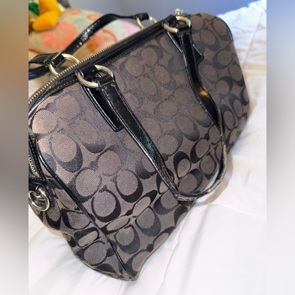 Coach Signature Stripe Python Carryall Handbag Black  H1380-F24884 - Picture 4 of 9